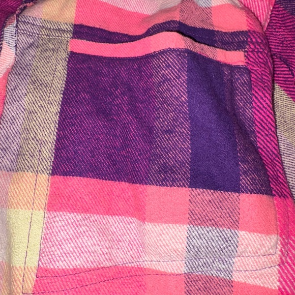 We the Free so long summer plaid flannel oversized button down pink/purple S - Picture 4 of 7